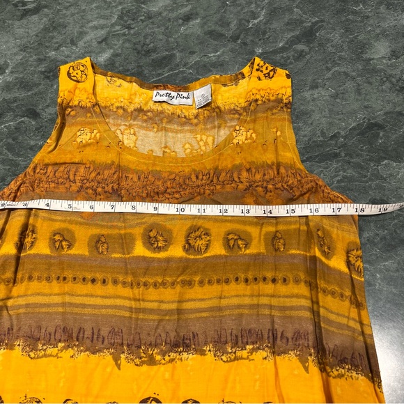 Pretty Pink Made In Nepal Dress Size Small NWOT Yellow Orange Sunset Motif - Picture 5 of 15